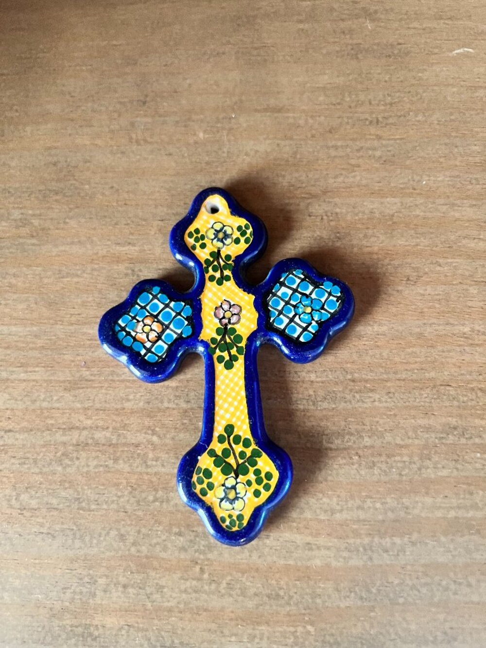 Hand-Painted Mexican Talavera Ceramic Decorative Wall Cross